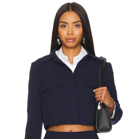 Amanda Uprichard Navy Cropped Jacket | NWT | Size Medium – Msrp $260 - Picture 5 of 16